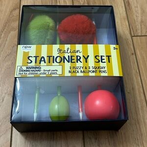 NEW! npw Italian Stationery Set with Fuzzy and Squishy Pens